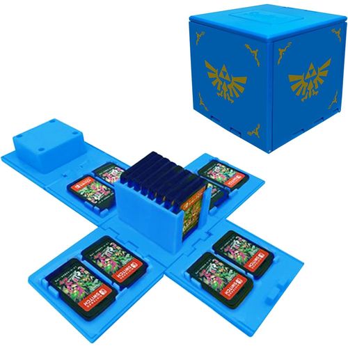 Étui de rangÉtui de Rangement pour Jeux Nintendo Switch-Support de Carte de Jeu vidéo système de Rangement de Cartes de Jeu Organisateur de (Zelda Blue)
