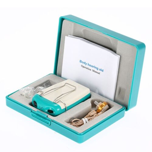 Prothèses auditives - Appareil auditif de poche pour personnes âgées, amplificateur sonore pour perte auditive grave, Volume de la voix réglable avec bouchons d'oreille