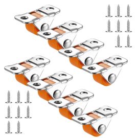 Lot de 8 petites roulettes fixes - En caoutchouc - Roulettes de transport - Avec plaque en métal - Pour meubles, appareils, équipements, caisses à outils, chariots (couleur orange)
