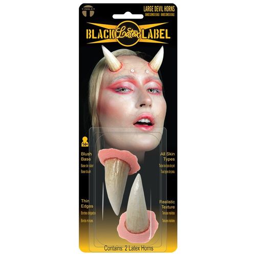 2 Cornes Latex Lisse Blanc Démon Maléfique