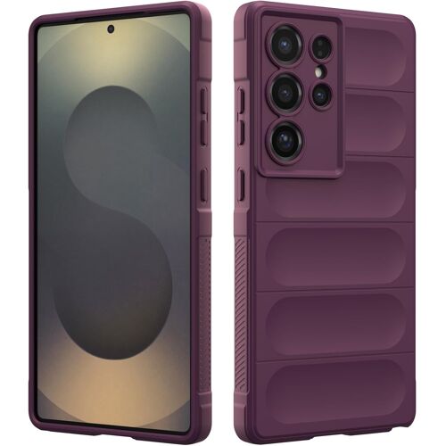 LORANKA-Coque en Silicone Compatible avec Samsung Galaxy S25 Ultra 5G, Étui Protection Antichoc, Housse avec Protege de Camera, Doublure Douce en Tissu Microfibre Protection Complète (Violet Foncé)