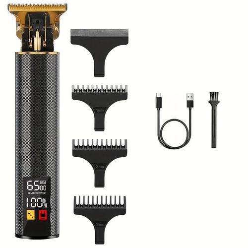 Tondeuse À Cheveux Électrique Pour Hommes, T9 Lcd, Tête De Rasage À L'huile, Poussoir Électrique, Tondeuse À Cheveux, Soins De Précision-Lcd Metal Noir 2