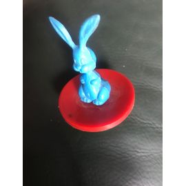 Culbuto Poussa Lapin Bleu - Plastique 7,5x5 Cm - Vintage