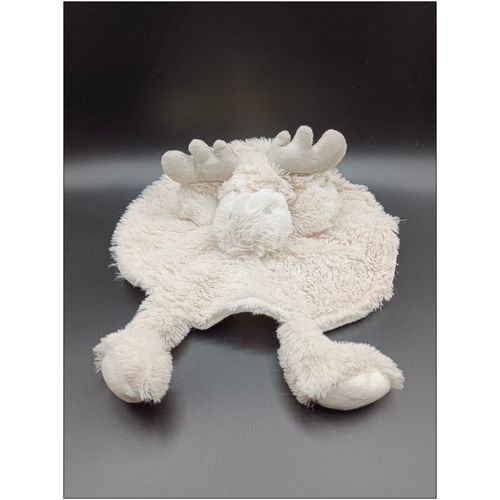 Doudou Cerf Renne Élan - Rond - Fourrure - Beige Crème