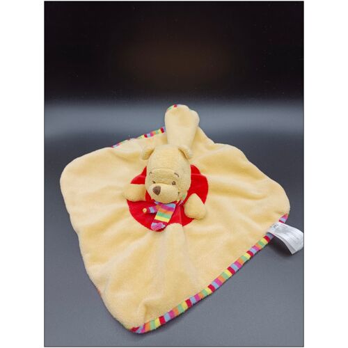 Doudou Winnie L'ourson Plat Jaune & Rouge Raye - Disney