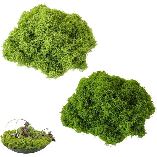 Tianyi-Mousse Artificielle Pour Bricolage, Décoration Artificielle, Verte, Fausse Plante Miniature, Mousse De Bricolage Pour Décoration Murale/Crèche, Aquarium, Modélisme (Vert Foncé 50 G + Vert
