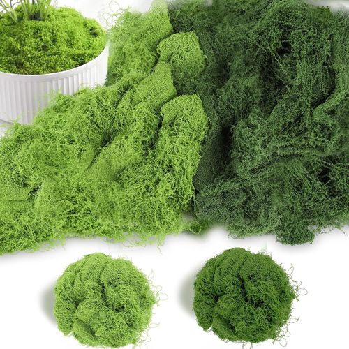 Tianyi-100g Mousse Artificielle Pour Décoration ¿ Vert Foncé 50g + Vert Clair 50g, Fausse Mousse Décorative Pour Bricolage, Idéale Pour Décorations Murales, Crèches, Aquariums Et Modélisme.
