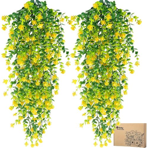 CAUC-4 Pièces Fleur Artificielle Tombante, 65 cm Plante Artificielle Tombante, Fausse Plante Tombante Véritables et Résistantes aux UV, Fleurs Artificielles pour Extérieures, Jardin, Cour, Intérieure