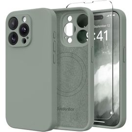 Sjzg-Coque Magnétique Pour Iphone 14 Pro Max, Compatible Magsafe, [Protecteur D'écran][Protection Caméra Complète] Coque De Protection Antichoc En Silicone Pour Iphone 14 Pro Max 6,7"", Gris-Vert