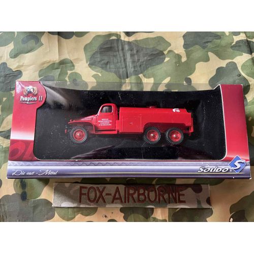 Camion Gmc 6 X6 Tole Citerne De Ravitaillement Des Sapeurs Pompiers 1/50eme De Solido Ref 31017 En Boite-Solido