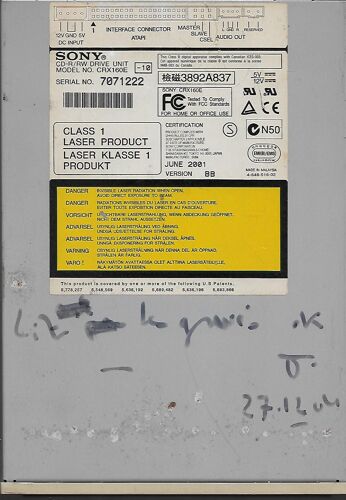 Lecteur Sony cd-r/rw model crx 160e