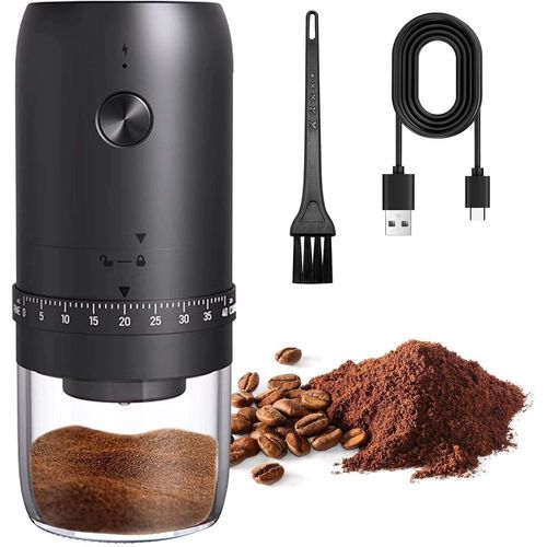 CHAAS-Moulin à Café Électrique, Moulin à Café Électrique Portable, USB Rechargeable Moulin a Cafe avec Meule en Céramique, Mini Moulin à Café avec Plusieurs Réglages de Mouture, pour voyage, camping,
