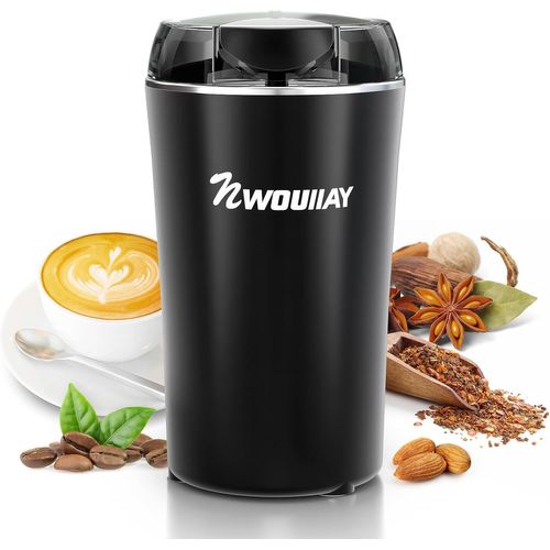 CHAAS-Moulin à Café Électrique 300W Broyage Rapide 75g Moulin à Épices à une Touche avec Couvercle Transparent et Lame en Acier Inoxydable pour Grains Épices Noix Poivre Café