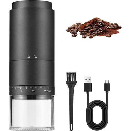 CHAAS-Moulin à Café Portable, Moulin à Café électrique Avec 38 Niveaux de Mouture Réglables, Affichage Numérique de La Puissance, Rechargeable, Moulin à Expresso électrique pour Grains Et épices
