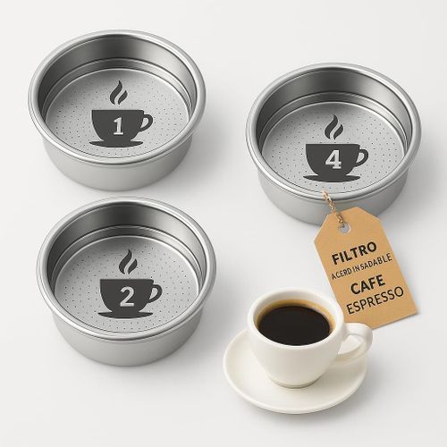 CMWS-Lot de 3 filtres à café réutilisables 51 mm en acier inoxydable pour 1, 2 et 4 tasses compatibles avec les machines Cecotec Ufesa Delonghi Breville Porte-filtre à expresso haute pression Panier