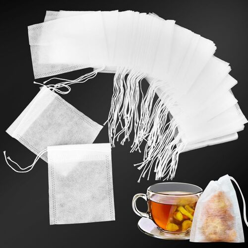 KALANKA-600 Filtre à Thé Papier, Sachets en Mousseline de Coton, Sacs Réutilisables en Maille pour Thé Parfumé, Épices, Vanille, Lavande, Café, 7cm x 9 cm