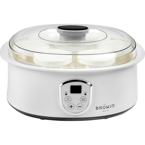 CHAAS-BROWIN®801015 Yaourtière avec thermostat et verres | 7 pots à yaourt avec couvercle | 1,3 l | 20 W