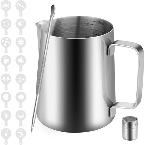 Pichet À Lait En Acier Inoxydable 350 Ml, Repères De Mesure, Stylo Latte Art, Shaker À Cacao, 16 Modèles, Pour Cappuccino, Espresso