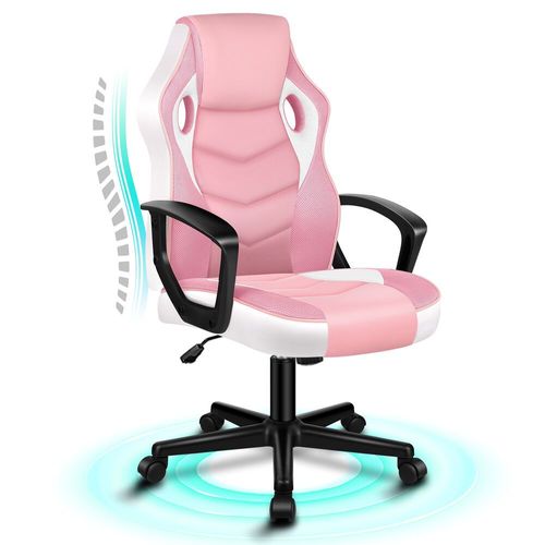 Alfordson Chaise De Bureau Racing, Chaise De Bureau Ergonomique Réglable En Hauteur Et Rembourrée, Capacité De Charge De 150 Kg, Rose