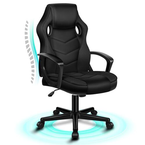 ALFORDSON Chaise de Bureau Racing, Chaise de Bureau Ergonomique réglable en Hauteur et rembourrée, capacité de Charge de 150 kg, Noir