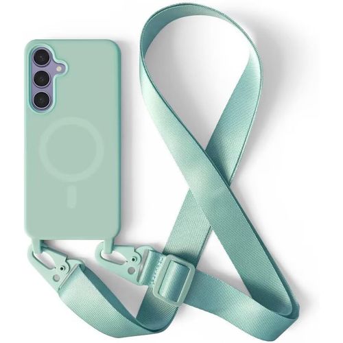 Sjzg-Magnétique Coque Avec Collier Compatible Avec Samsung Galaxy S24 Plus/Galaxy S25 Plus,Tour De Cou Lanière En Corde Pendentif Housse,Menthe Verte