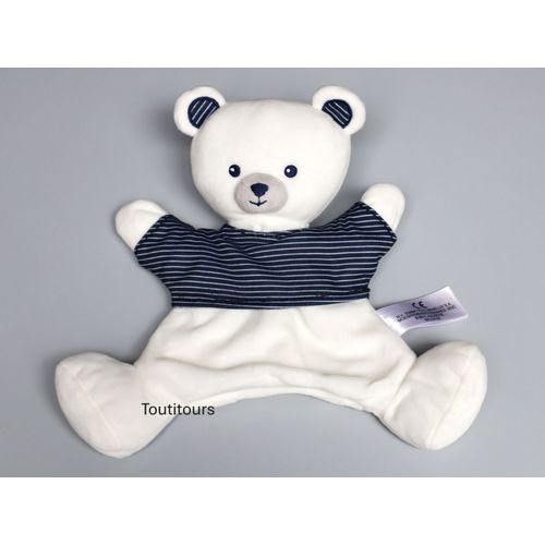Doudou ours marionnette blanc bleu Simba Toys