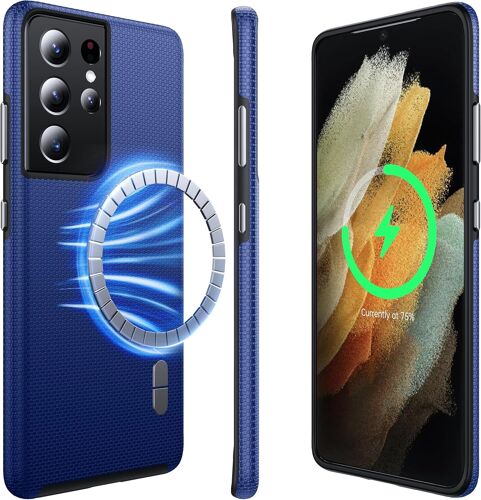SJZG-Coque Magnétique Puissante Pour Samsung Galaxy S21 Ultra Compatible Avec Magsafe [Mise À Niveau 2024] [Double Couche Très Résistante] [Résistante Aux Chocs] Robuste Pour Samsung Galaxy S21 Ultra