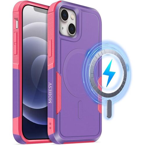 SJZG-Coque Magnétique Pour Iphone 13 / Iphone 14 6,1 Pouces, Étui Compatible Avec Magsafe, Housse De Téléphone Antichoc Mat Satiné (Violet Pâle)