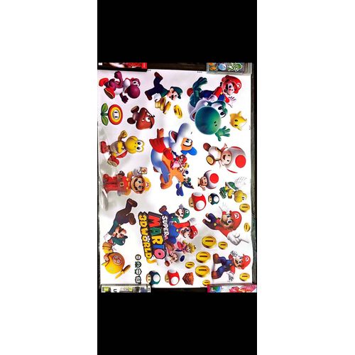Stickers muraux Super Mario 3D World – Grand format 90x60 cm – Décoration murale chambre enfant, salon, couloir – Univers jeu vidéo rétro – Art mural coloré, exclusif – 8
