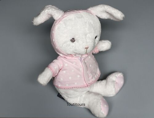Doudou lapin blanc rose étoiles Orchestra Prémaman