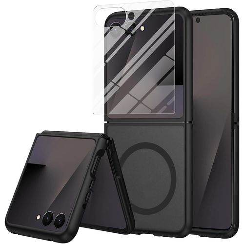 SJZG-Magnétique Coque Pour Samsung Galaxy Z Flip 7 Avec Protection Écran,Ultra Fine Ne Déteint Pas Étui Compatible Avec Magsafe,Antichoc Et Antirayures Coque Pour Samsung Z Flip 7,Noir