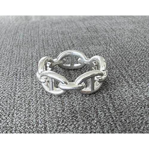 Bague Hermes Neuve En Argent - Chaine D'ancre - Taille 54 - Hermès