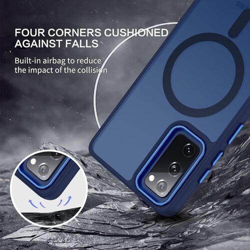 KWEX-Coque pour Samsung Galaxy S20 FE 4G/5G 6,5 Pouces Compatible avec MagSafe, Antichoc Antidérapant Etui Translucide Mat Arrière, Résistante Complète Protection (Bleu foncé)