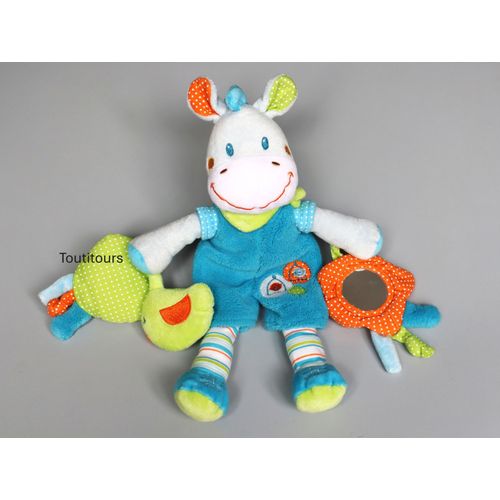 Doudou âne cheval bleu vert orange activités Nicotoy