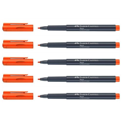 Faber-Castell Lot De 5 Marqueurs Fluo Neon 1,5mm Orange A Little Bit Juicy