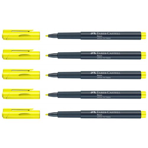 Faber-Castell Lot De 5 Marqueurs Neon Fluo 1,5mm Couleur Jaune Yellow Me Happy