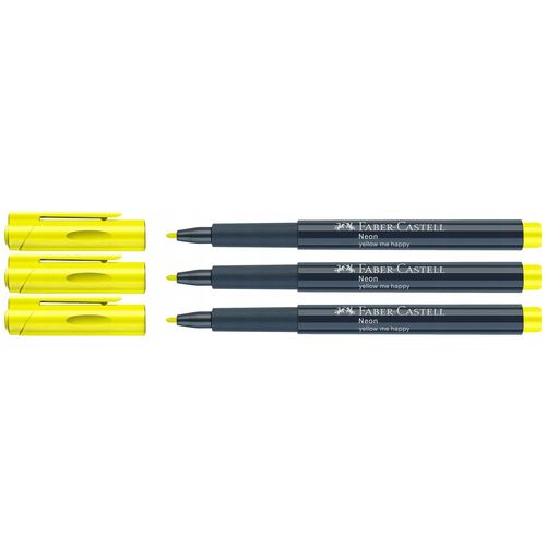 Faber-Castell Lot De 3 Marqueurs Neon Fluo 1,5mm Couleur Jaune Yellow Me Happy