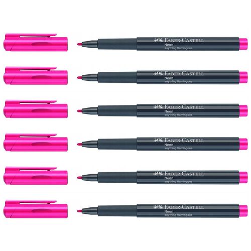 Faber-Castell Lot De 6 Marqueurs Fluo Neon 1,5mm Rose Vif Anything Flamingoes