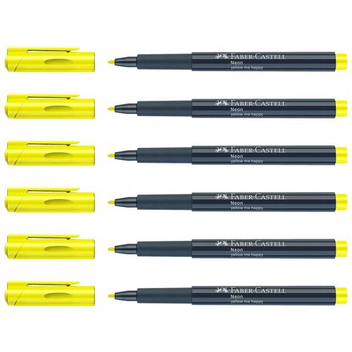 Faber-Castell Lot De 6 Marqueurs Neon Fluo 1,5mm Couleur Jaune Yellow Me Happy