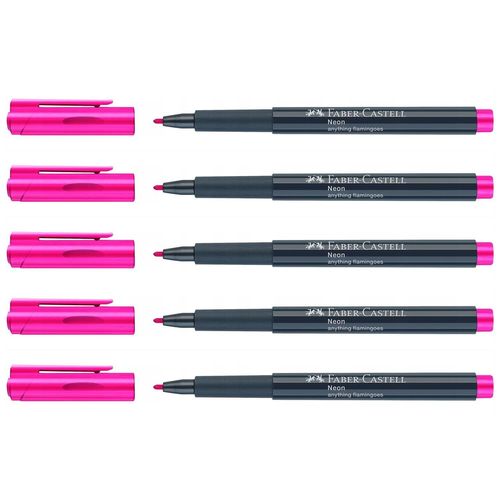 Faber-Castell Lot De 5 Marqueurs Fluo Neon 1,5mm Rose Vif Anything Flamingoes