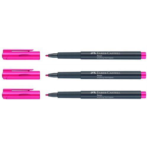 Faber-Castell Lot De 3 Marqueurs Fluo Neon 1,5mm Rose Vif Anything Flamingoes