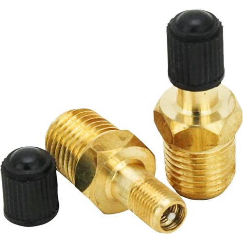 CHAAS-Lot de 2 compresseurs de lumière 1/4" NPT en laiton 1/4" pour pneus en laiton - Valve de test - Valve de gonflage - Adaptateur de valve de jante pour voiture et camion