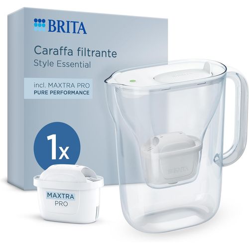 Carafe Filtrante Style Essential Blanche (2,4l) Avec 1x Maxtra Pro Pure Performance - Indicateur Smart Light, Tient Dans La Porte Du Frigo, Réduit* Des Impuretés, Certains Métaux & Plus