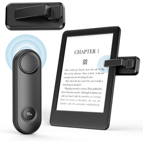 CFRY-Télécommande Tourne Page Commande pour Kindle Oasis Kobo eReaders, Tourne Page pour iPad/Tablettes/Téléphones Lecture de Romans Prise de Photos, Télécommande RF avec Affichage de Puissance, Noir