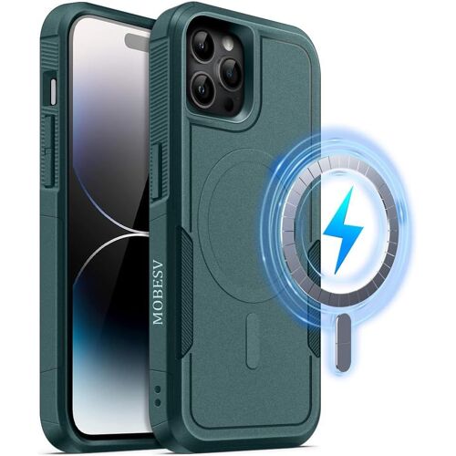LORANKA-Coque Magnétique pour iPhone 14 Pro 6,1 Pouces, Étui compatible avec MagSafe, Housse de Téléphone Antichoc Mat Satiné (Vert foncé)