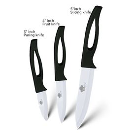 Noir - Couteaux En Céramique 3 4 5 Pouces Fruits Utilitaires Couteaux À Trancher Manche Vert Lame Blanche Couteau De Cuisine, Ensemble De Cuisine