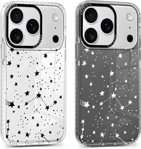 TRAHOO-2 Pièces Coque pour iPhone 17 Pro 6,3"", Transparente Étui avec Aesthetic Motif Stern Dessin, Ultra Mince TPU Bumper Souple Silicone Housse Clair Antichoc Protection Case Filles Femmes Cover