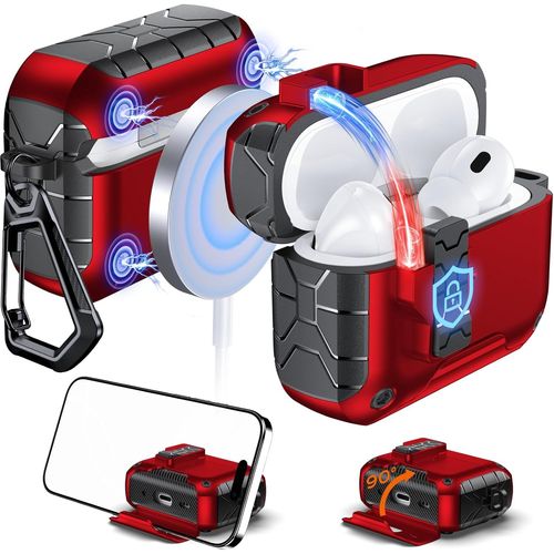 SJZG-Magarmor Étui À Ouverture Automatique Pour Airpods Pro 2E/1Ère Génération Avec Aimants Intégrés, Ouverture Automatique En Une Pression, Compatible Avec Le Chargement Mag-Safe, Protection