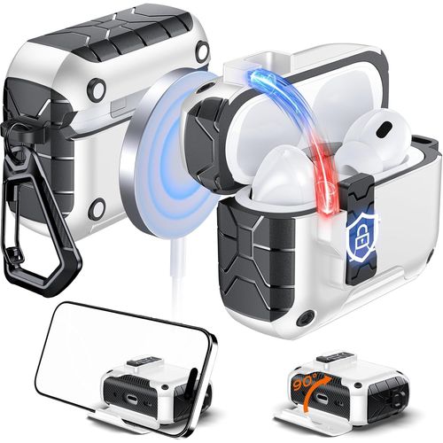 SJZG-Magarmor Étui À Ouverture Automatique Pour Airpods Pro 2E/1Ère Génération Avec Aimants Intégrés, Ouverture Automatique En Une Pression, Compatible Avec Le Chargement Mag-Safe, Protection