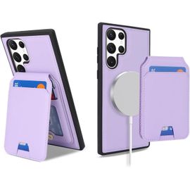 Sjzg-For Coque Samsung S22 Ultra Compatible Avec Magsafe Etui Für Samsung Galaxy S22 Ultra Avec Porte Cartes Détachable Coque Portefeuille Cuir Pour Femmes Et Hommes- Violet
